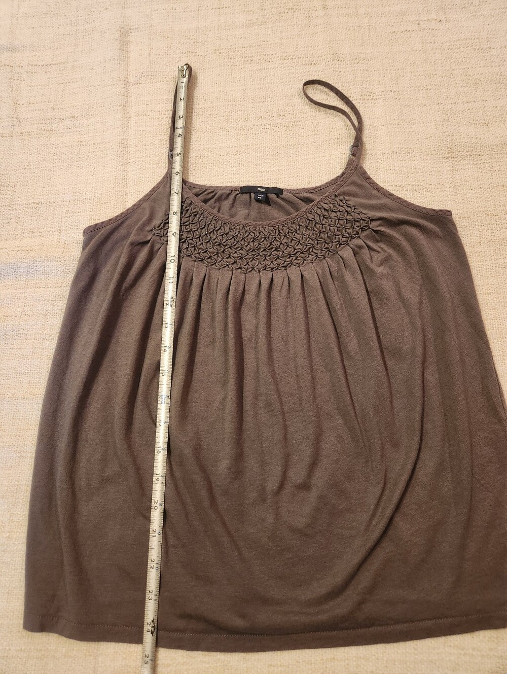 GAP Grey Smocked Yoke Spaghetti Strap Camisole - Picture 7 of 8